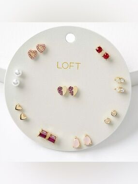 Brand New with Tags LOFT Heart Stud Earring Set